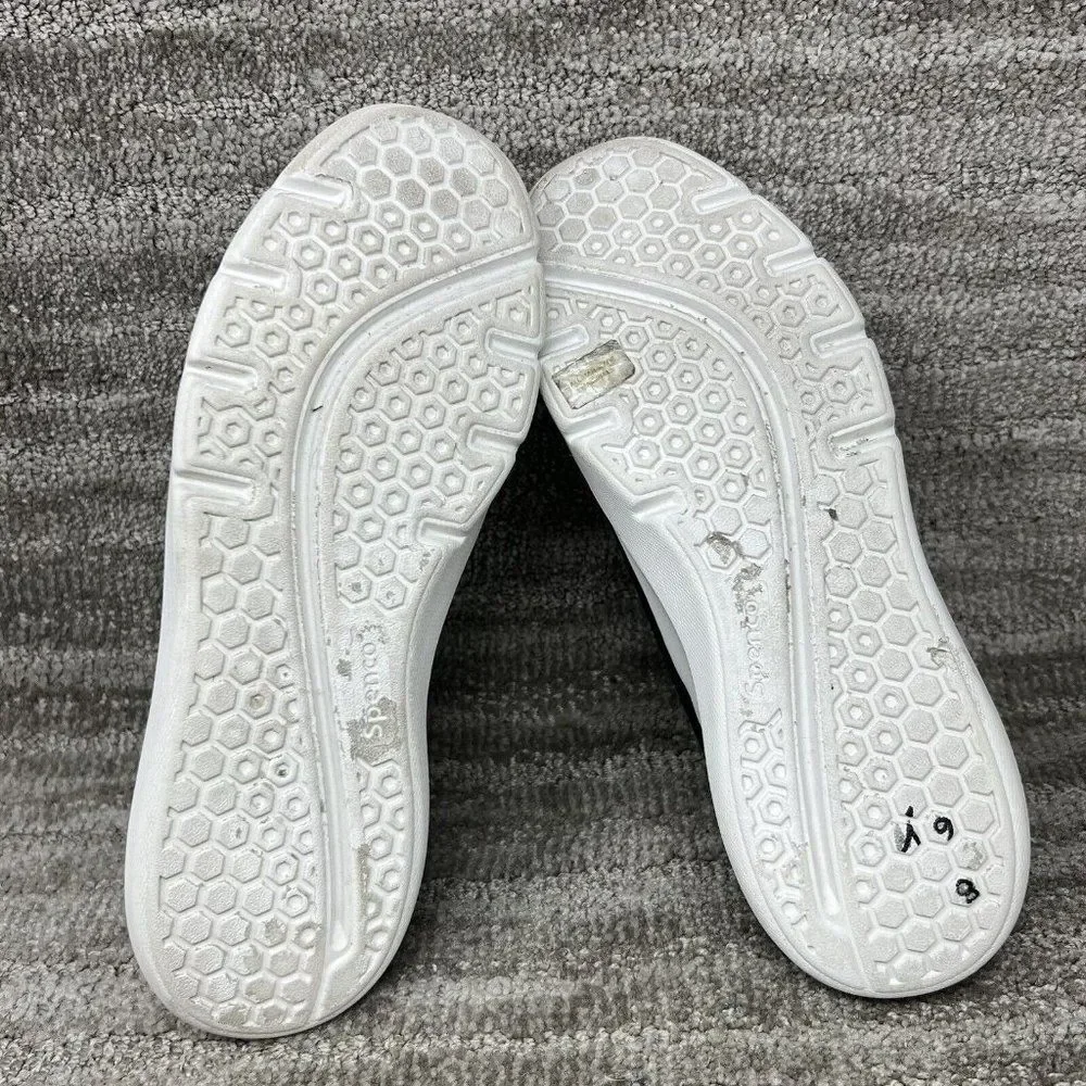 Spenco Yoga Stretch Shoes Women's 12B Black White Knit Comfort Slip On Sneakers